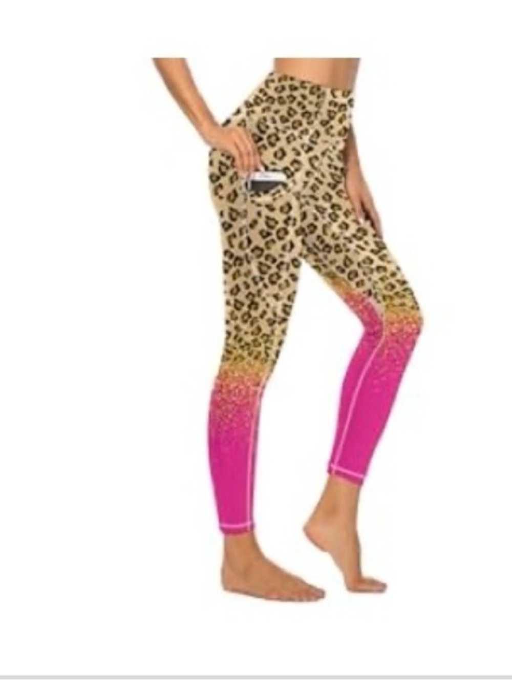 Leopard Print to Pink Ombre Leggings